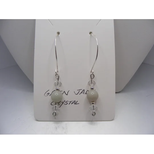 Green Jade and Crystal earrings