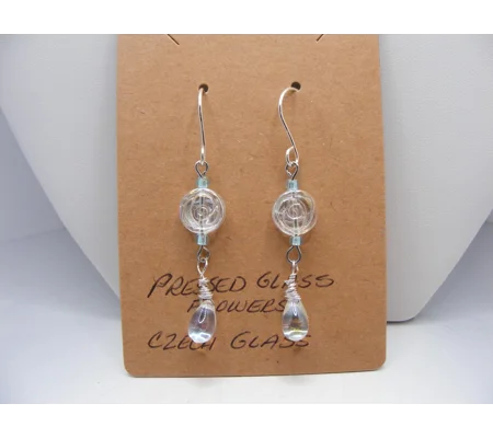 Pressed Glass Flowers with Czech Glass and Crystal earrings