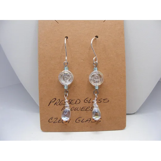 Pressed Glass Flowers with Czech Glass and Crystal earrings