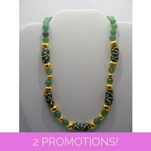 Africian Krobo Glass bead Set - Green