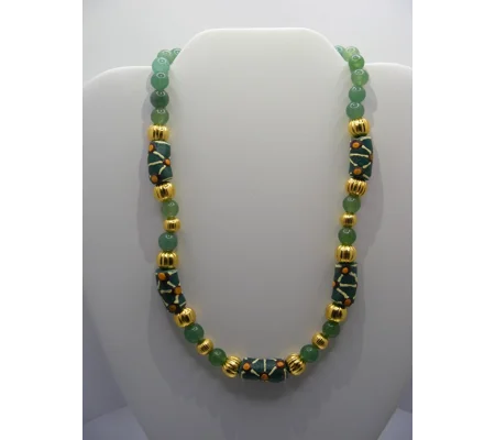 Africian Krobo Glass bead Set - Green