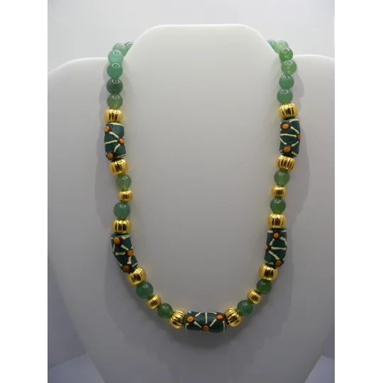 Africian Krobo Glass bead Set - Green