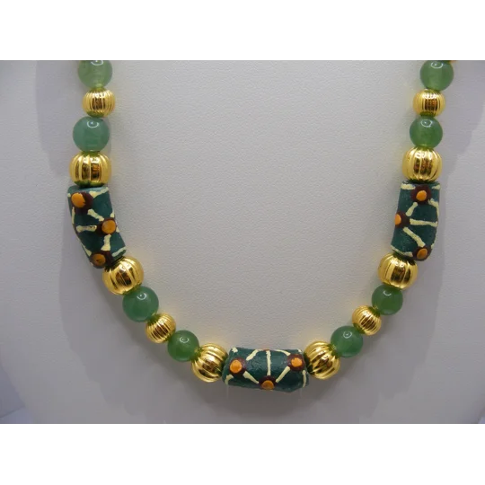 Africian Krobo Glass bead Set - Green