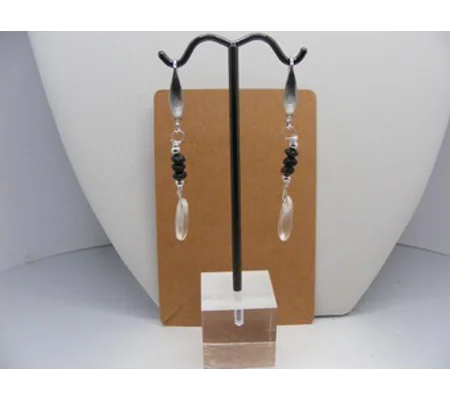 Prasiolite and Black Tourmaline earrings