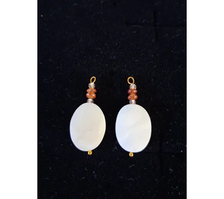 Hessonite Garnet + Mother of Pearl Earring Charms