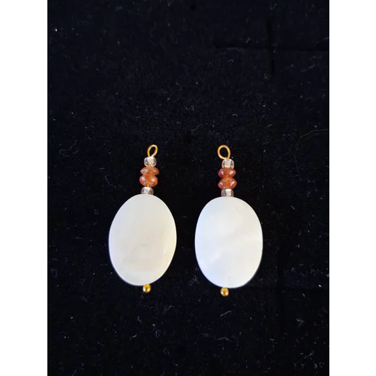Hessonite Garnet + Mother of Pearl Earring Charms