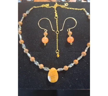 Heal Me Golden Healer Crystal and Jasper Necklace Set