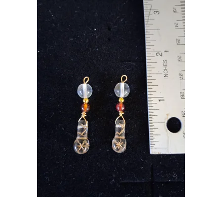 Hessonite Garnet + Czech Glass Earring Charms