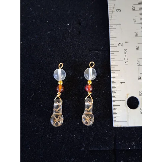 Hessonite Garnet + Czech Glass Earring Charms