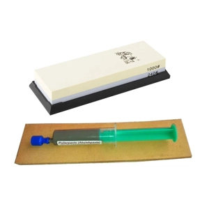 3-teiliges Schärf-Set für Messer / TAIDEA Abziehstein 240/1000 + Leder + Paste