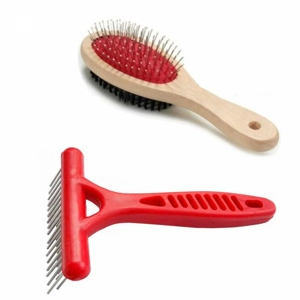 Striegel - Set - Fellkamm und Fellbürste für Hunde und Katzen