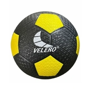 Gummi Fußball mit Ventil gelb schwarz  (aufgeblasen)