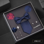 Men's 8-Piece Luxury Silk Tie Gift Set – Necktie, Bow Tie, Lapel Pins, Cufflinks, Pocket Squares & T