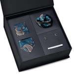 Men's 4-Piece Luxury Tie Set – Matching Pocket Square, Cufflinks & Tie Clip – Gift Boxed