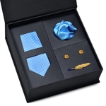 Men's 4-Piece Luxury Tie Set – Matching Pocket Square, Cufflinks & Tie Clip – Gift Boxed