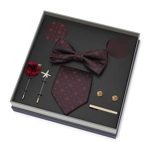 Men's 8-Piece Luxury Silk Tie Gift Set – Necktie, Bow Tie, Lapel Pins, Cufflinks, Pocket Squares & T
