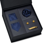 Men's 4-Piece Luxury Tie Set – Matching Pocket Square, Cufflinks & Tie Clip – Gift Boxed