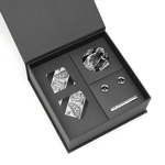 Men's 4-Piece Luxury Tie Set – Matching Pocket Square, Cufflinks & Tie Clip – Gift Boxed