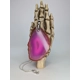 Pink agate pendant and sterling silver chain