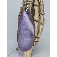 Purple agate pendant and sterling..