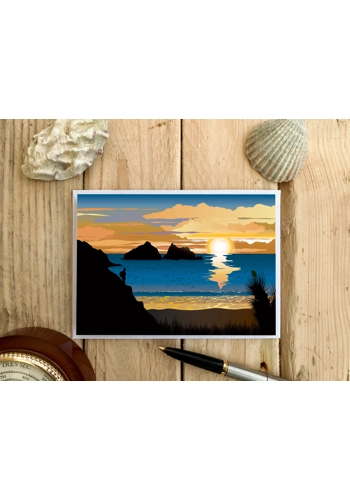 Holywell Bay at Sunset