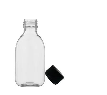200ml clear PET Gatsby Round Juice Bottles with 28mm juice bottles