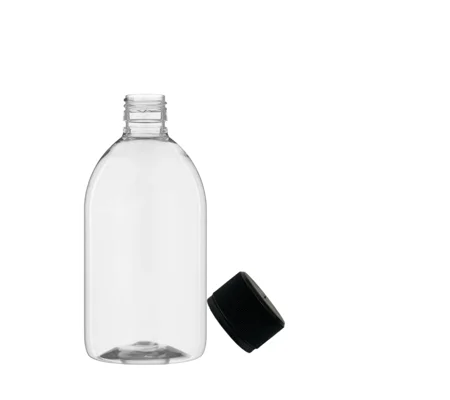 500ml clear PET Gatsby Round Juice Bottles with 28mm juice cap