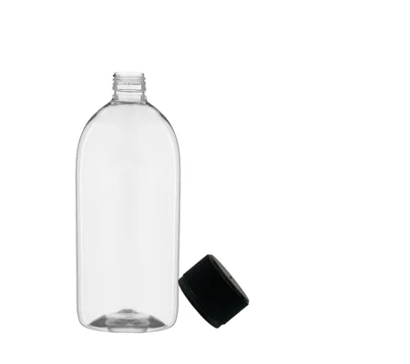 1000ml clear PET Gatsby Round Juice Bottles with 28mm juice caps