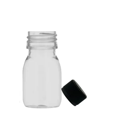 30ml clear PET Gatsby Round Juice Bottles with 28mm juice caps