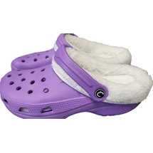 Fur Lined Clogs Winter Furry Mules Lilac Cloggis Shoes Slippers purple fur