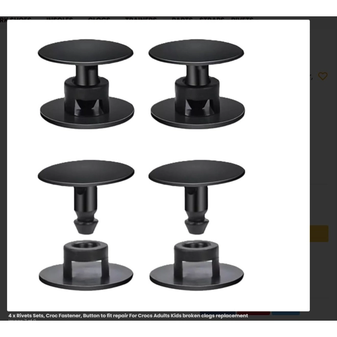Additional Image for 4 x Rivets Sets, Croc Fastener, Button to fit repair For Crocs Adults Kids broken clogs replacement