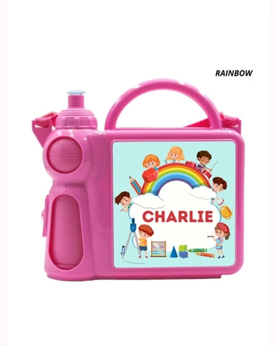 Rainbow Lunch Box & Bottle - Pink Rainbow Lunch Box & Bottle - Pink