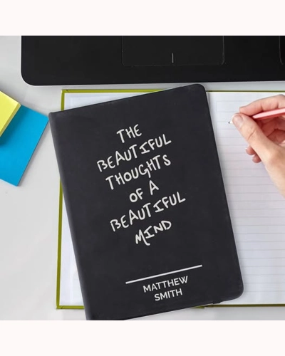 Personalised Free Text Black Hardback Notebook