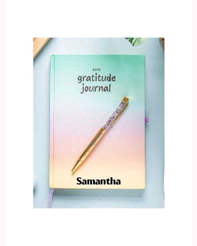Multi-coloured Gratitude Journal with Amethyst Pen Multi-coloured Gratitude Journal with Amethyst Pen