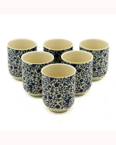 6x Herbal Tea Cup - Blue Pattern 6x Herbal Tea Cup - Blue Pattern