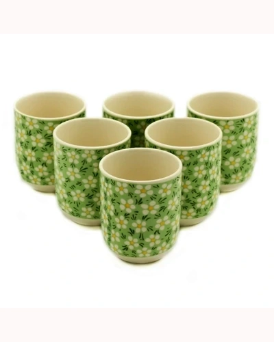6x Herbal Tea Cup - Green Daisey 6x Herbal Tea Cup - Green Daisey