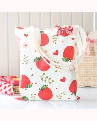 Apple Print Polycotton Tote Bag Apple Print Polycotton Tote Bag