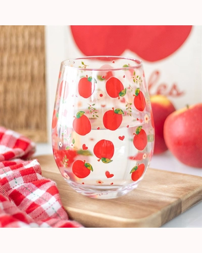 Apple Print Stemless Glass Apple Print Stemless Glass