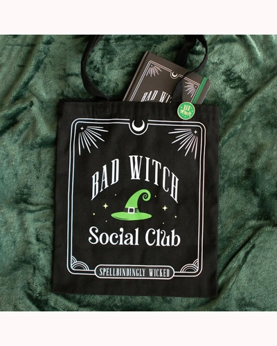 Bad Witch Social Club Polycotton Tote Bag with Pin Badge Bad Witch Social Club Polycotton Tote Bag with Pin Badge