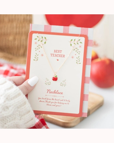 Best Teacher Apple Necklace on Greeting Card Best Teacher Apple Necklace on Greeting Card