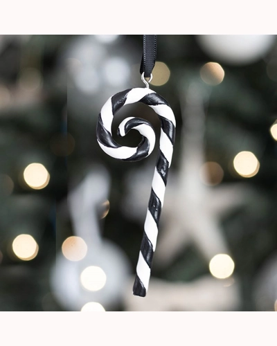 Black and White Candy Cane Hanging Ornament Black and White Candy Cane Hanging Ornament