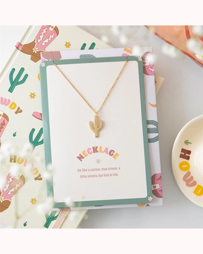 Cactus Necklace on Greeting Card Cactus Necklace on Greeting Card