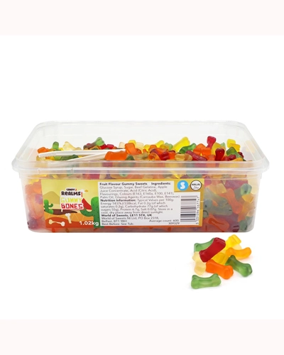 Candy Realms Gummy Bones 1p Tub 1.02kg Candy Realms Gummy Bones 1p Tub 1.02kg