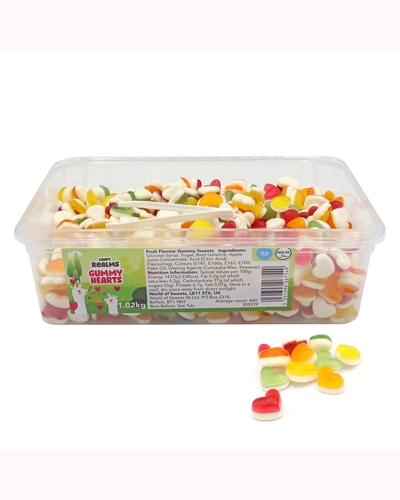 Candy Realms Gummy Hearts 1p Tub 1.02kg Candy Realms Gummy Hearts 1p Tub 1.02kg