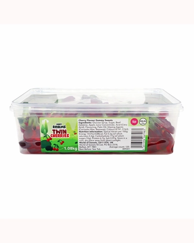 Candy Realms Twin Cherries 5p Tub 1.08kg Candy Realms Twin Cherries 5p Tub 1.08kg