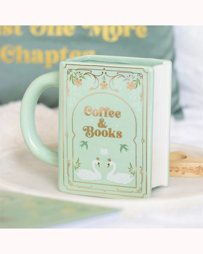 Coffee and Books Green Book Shaped Mug Coffee and Books Green Book Shaped Mug