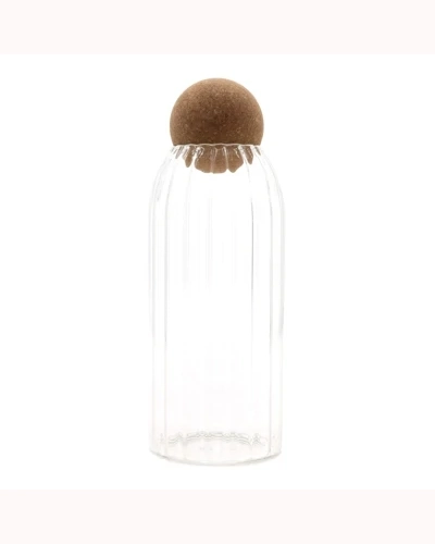 Cottage Cork-Ball Glass Jar - Ribbed - 20cm Cottage Cork-Ball Glass Jar - Ribbed - 20cm