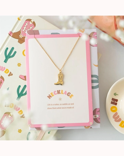 Cowboy Boot Necklace on Greeting Card Cowboy Boot Necklace on Greeting Card