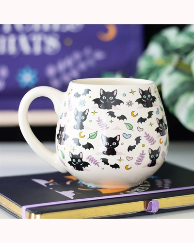 Cute and Creepy Cat Print Rounded Mug Cute and Creepy Cat Print Rounded Mug