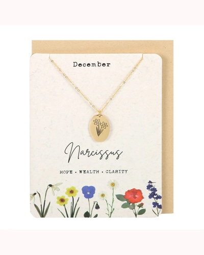 December Narcissus Birth Flower Necklace Card December Narcissus Birth Flower Necklace Card